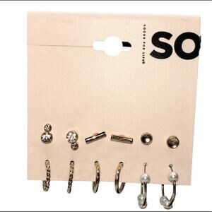 5/15  NWT 6 pairs of SO gold tone earrings